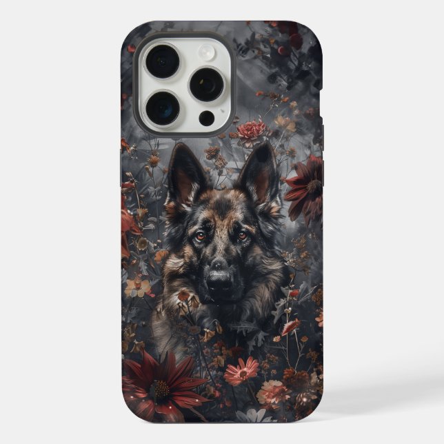 German Shepherd & Wildflowers iPhone Case (Back)