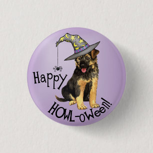 German Shepherd Witch 1 Inch Round Button