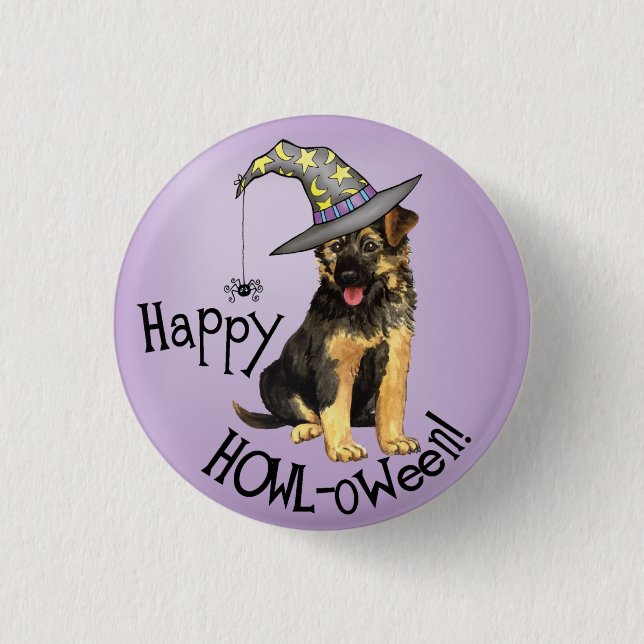 German Shepherd Witch 1 Inch Round Button (Front)
