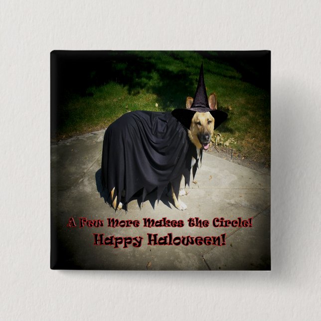 German Shepherd Witch Dog 2 Inch Square Button (Front)