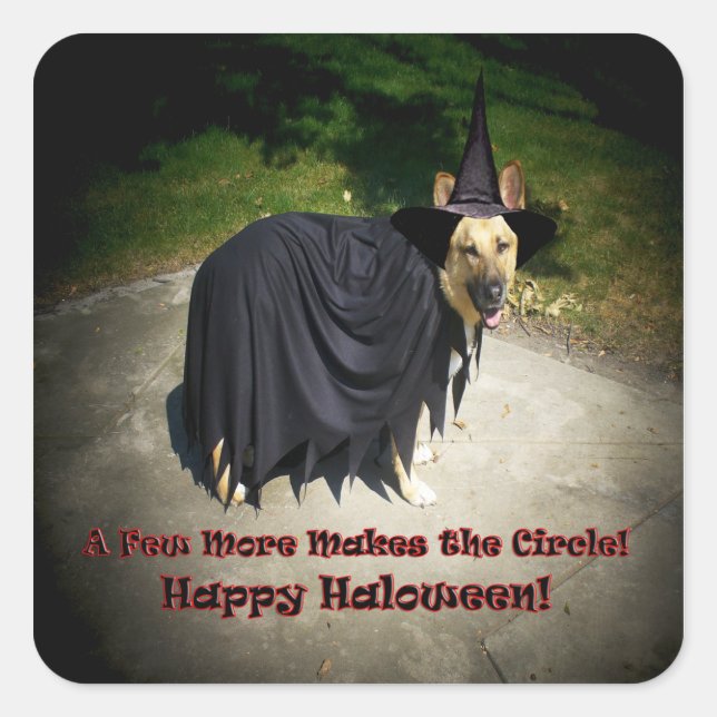 German Shepherd Witch Dog Square Sticker (Front)