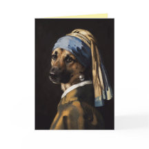 German Shepherd with a Pearl Earring Greeting Card