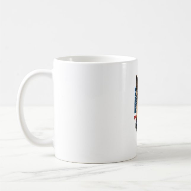 German Shepherd with American Flag  Coffee Mug (Left)