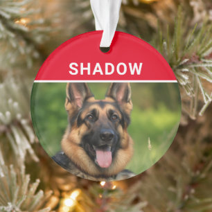 German Shepherd with Dog's Name Photo Christmas Ornament