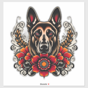 German Shepherd with flowers