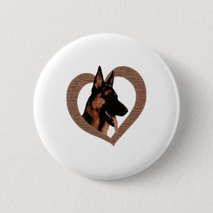 German Shepherd with Heart Shaped Word Art  2 Inch Round Button