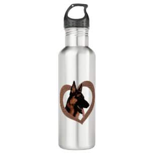 German Shepherd with Heart Shaped Word Art 710 Ml Water Bottle