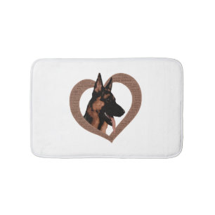 German Shepherd with Heart Shaped Word Art Bath Mat