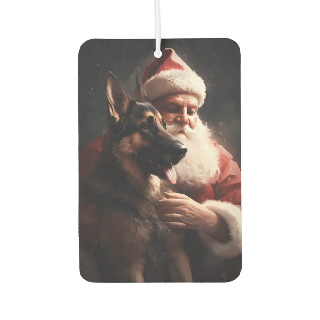 German Shepherd With Santa Claus Festive Christmas Air Freshener (Front)