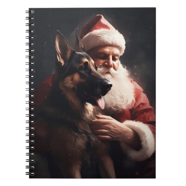 German Shepherd With Santa Claus Festive Christmas Notebook (Front)