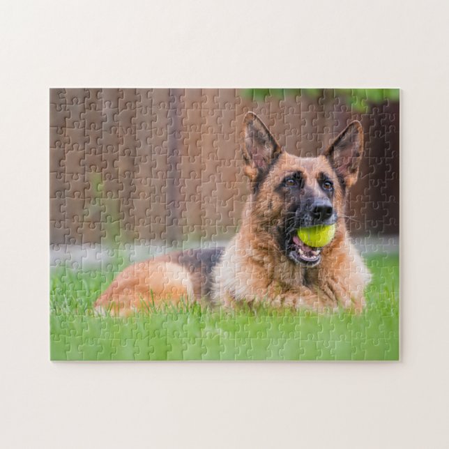 German Shepherd With Tennis Ball Jigsaw Puzzle (Horizontal)