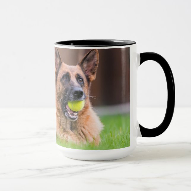 German Shepherd With Tennis Ball Mug (Right)