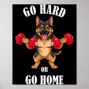 German Shepherd Workout Lifting Dumbbells Weightli Poster