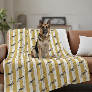 German Shepherd Yellow Stripe Pet Name Fleece Blanket