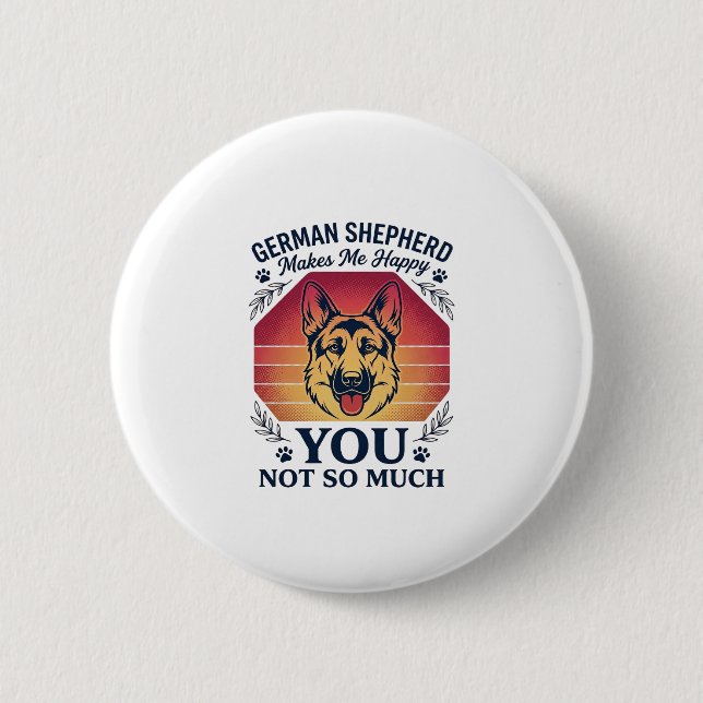 German Shepherd You Dog Retro Sunset Paws_1 2 Inch Round Button (Front)