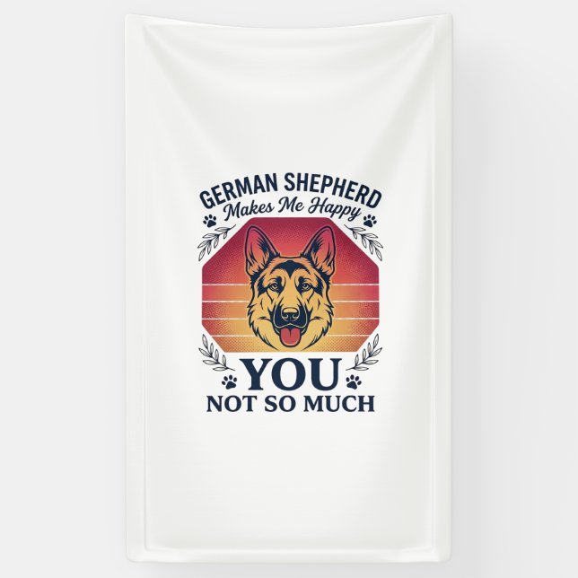 German Shepherd You Dog Retro Sunset Paws_1 Banner (Vertical)