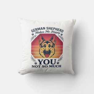 German Shepherd You Dog Retro Sunset Paws_1 Throw Pillow