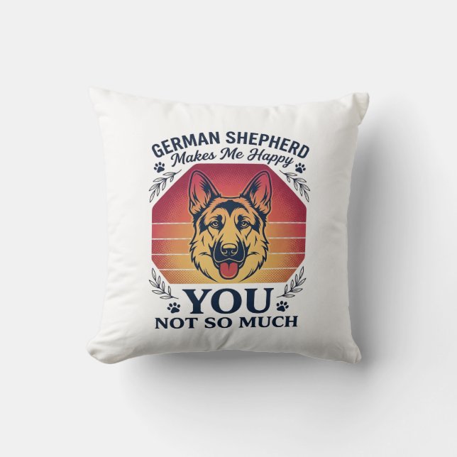 German Shepherd You Dog Retro Sunset Paws_1 Throw Pillow (Front)