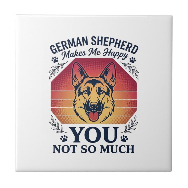 German Shepherd You Dog Retro Sunset Paws_1 Tile (Front)