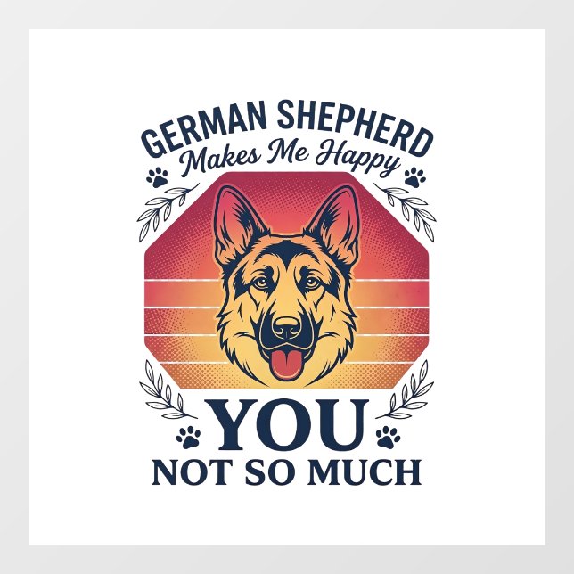 German Shepherd You Dog Retro Sunset Paws_1 Window Cling (Sheet)