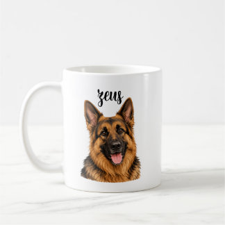German Shepherd Zeus Name Design | Strong Dog Mug