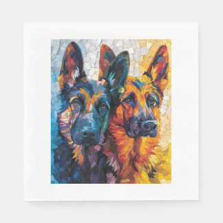 German Shepherds in Colourful Harmony Napkin