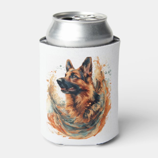 German Shepherds in Oceanic Elegance Can Cooler (Can Front)