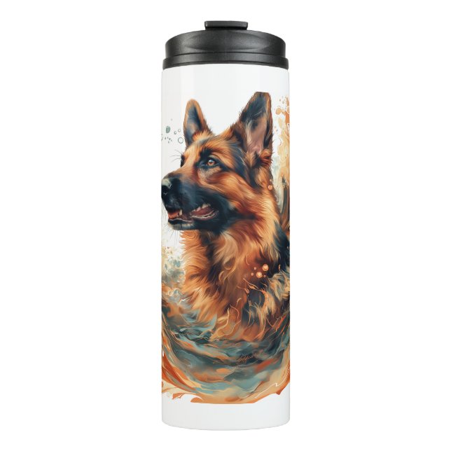 German Shepherds in Oceanic Elegance Thermal Tumbler (Front)