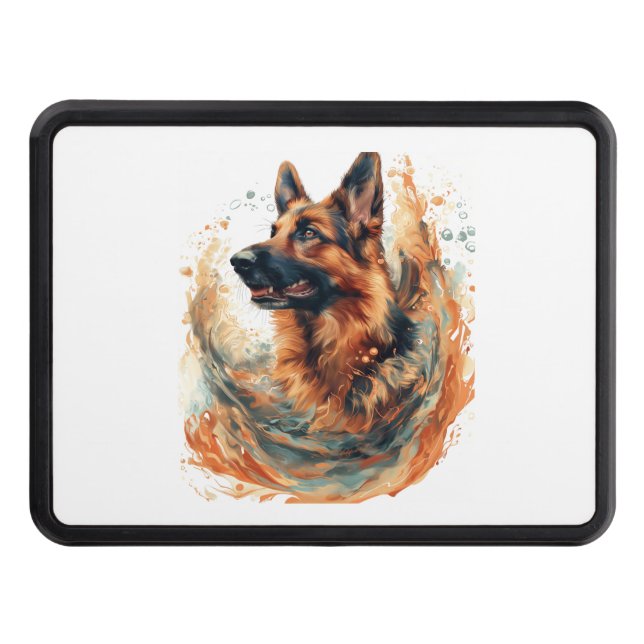 German Shepherds in Oceanic Elegance Trailer Hitch Cover (Front)