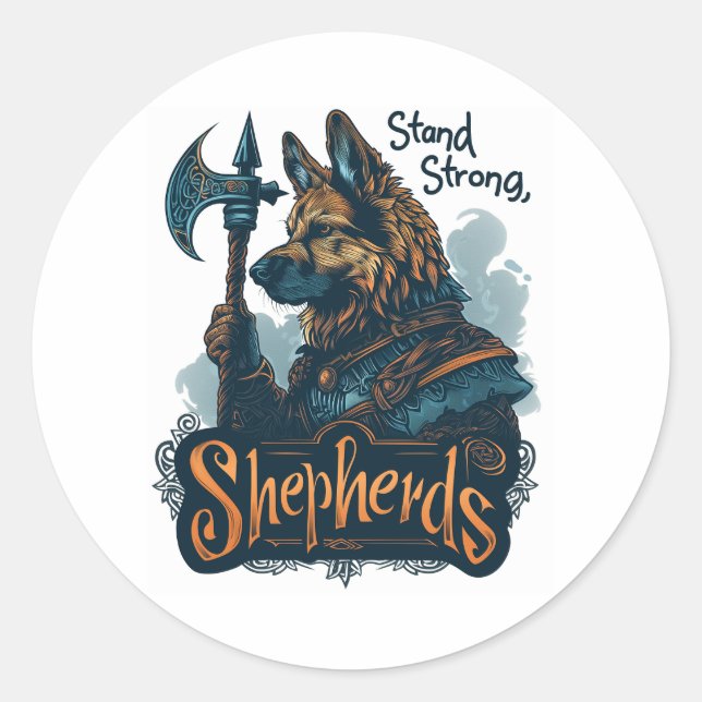 German Shepherds in Viking Valour Classic Round Sticker (Front)