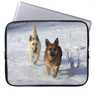 German Shepherds Running in the Snow Laptop Sleeve