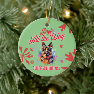 German Sheppard First Christmas  Ceramic Ornament