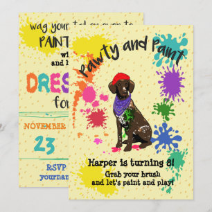 German Short Haired Pointer Art Birthday Invite