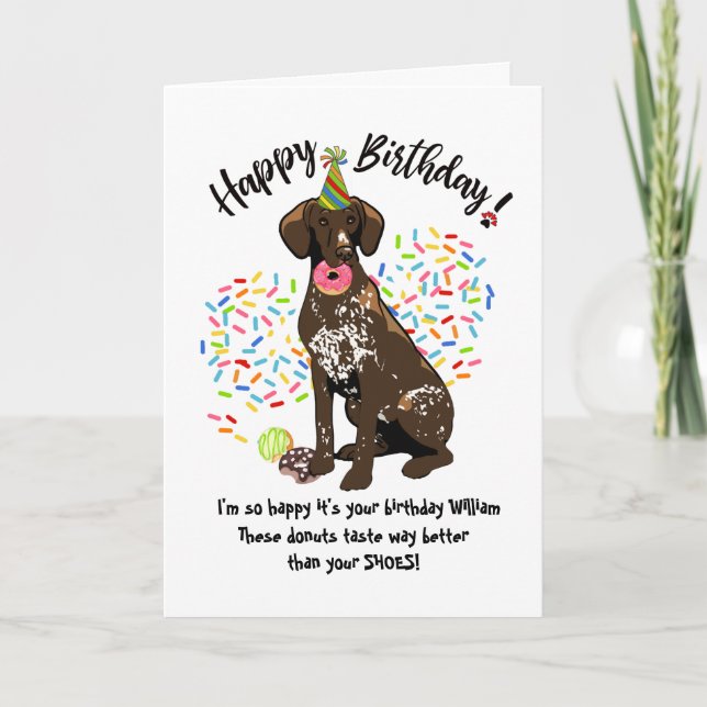 German Short Haired Pointer Birthday Card Doughnut (Front)