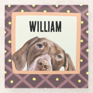 German Short Haired Pointer custom photo frame Glass Coaster