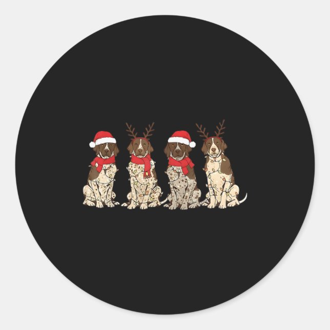 German Shorthair Inter Christmas Gsp Mom Dad  Classic Round Sticker (Front)