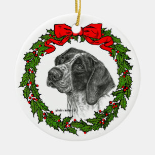 German Shorthair Pointer Art by Glenda S. Harlan Ceramic Ornament