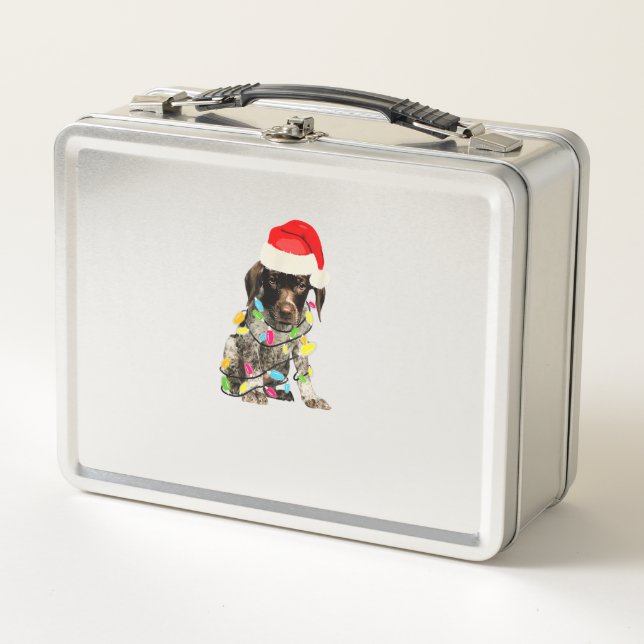 German Shorthair Pointer Christmas Design  Metal Lunch Box (Front)