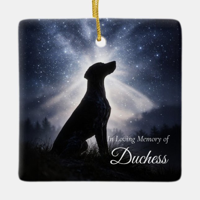 German Shorthair Pointer Custom Name Memorial Ceramic Ornament (Front)