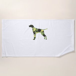 German Shorthair Pointer _ Dog Camouflage Silhouet Beach Towel
