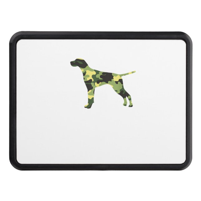German Shorthair Pointer _ Dog Camouflage Silhouet Trailer Hitch Cover (Front)
