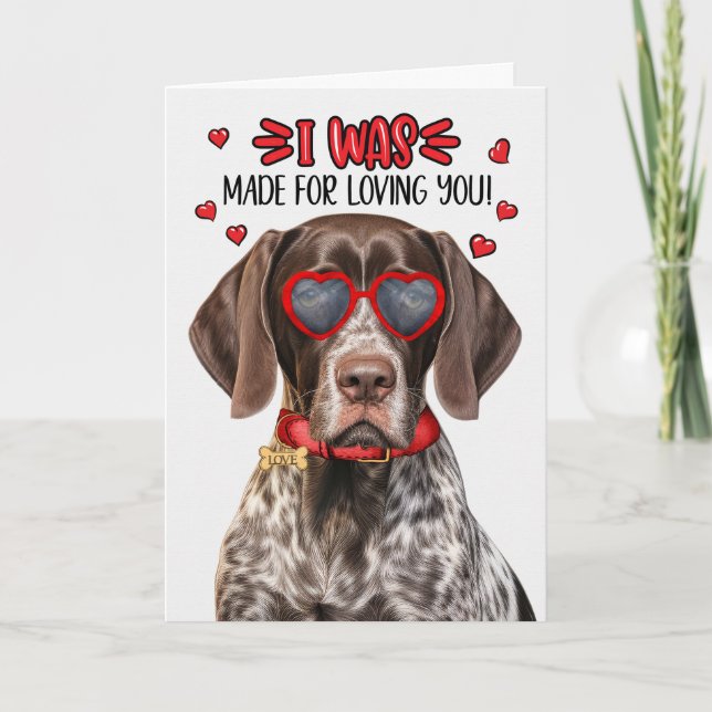 German Shorthair Pointer Dog Loving You Valentine Holiday Card (Front)