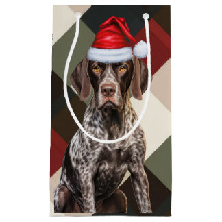 German Shorthair Pointer Holiday Plaid Christmas Small Gift Bag