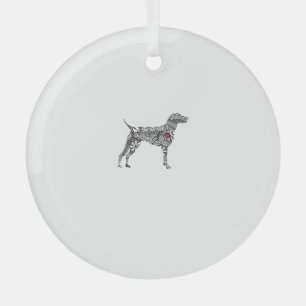 German Shorthair Pointer I GSP Dog Mom I Love Hear Glass Ornament