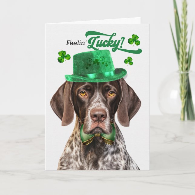 German Shorthair Pointer Lucky St Patrick's Day Holiday Card (Front)