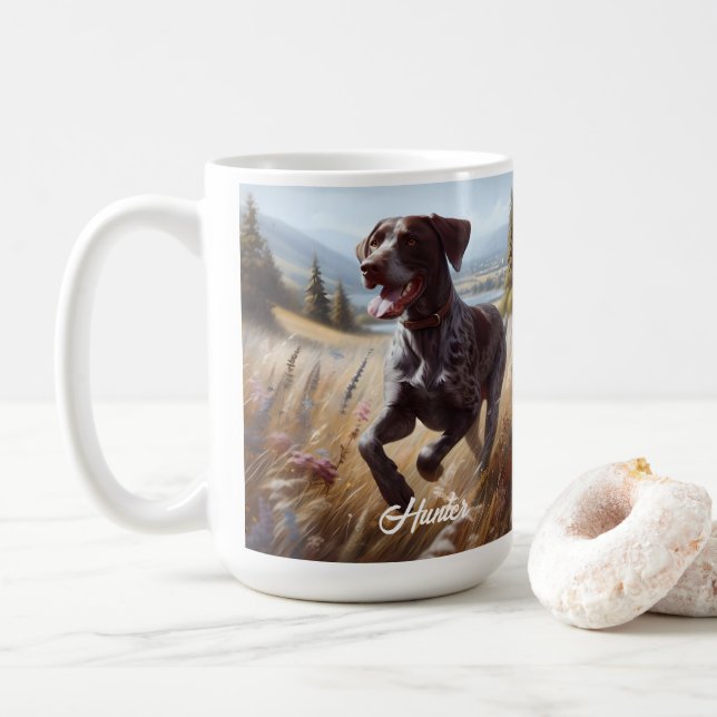 German Shorthair Pointer Running Coffee Mug (With Donut)