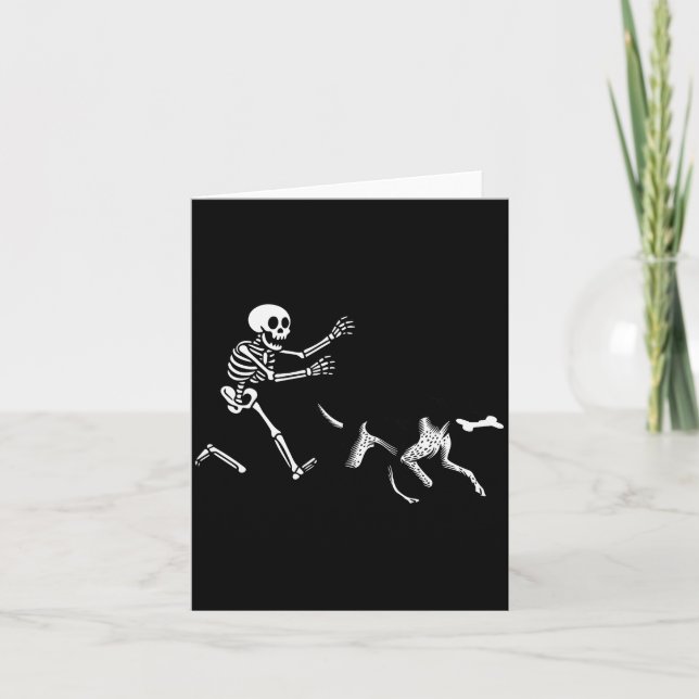 German Shorthaired Inter Running Skeleton Hallowee Card (Front)