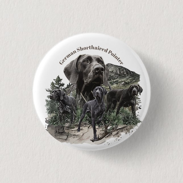 German Shorthaired Pointer  1 Inch Round Button (Front)