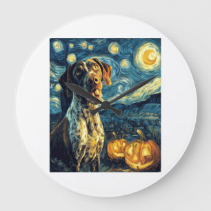 German Shorthaired Pointer 2 Cute Dog Halloween Ja Large Clock