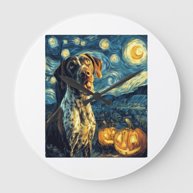 German Shorthaired Pointer 2 Cute Dog Halloween Ja Large Clock (Front)